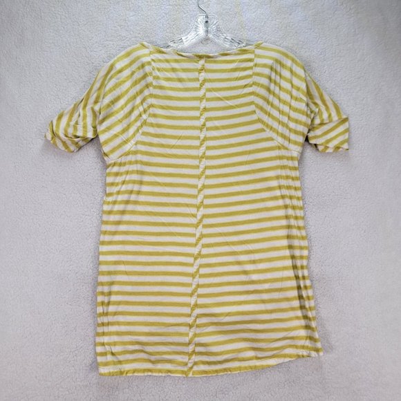 BCBGMaxazria Chartreuse Striped Knit Hi Low Casual Comfy Tunic Blouse Top - Picture 10 of 12